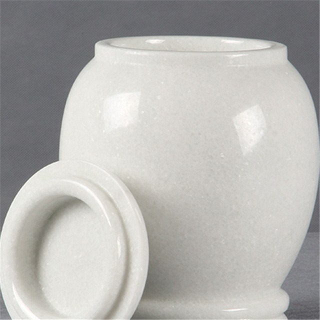 White marble ash urn